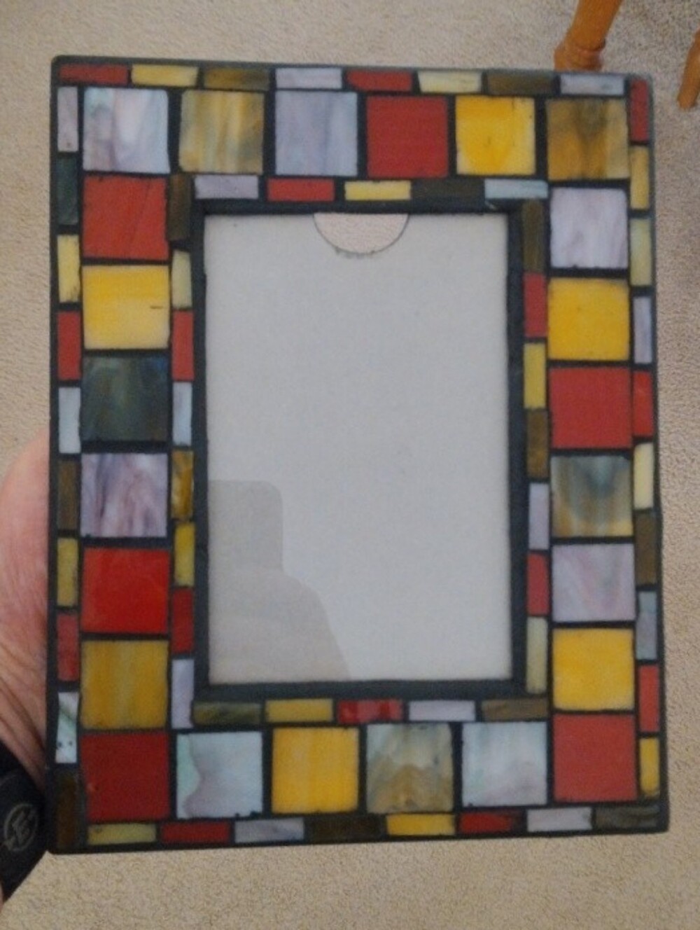 Stained Glass Mosaic 4" X 6" Photo Frame - Multicolor - Vintage